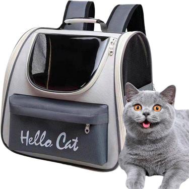 Imagem de Bolsa Mochila Transporte Gato Pet Animais Visao Panoramica 360 Passeio Viagem Caminhada Bolsos Ventilaçao Ar