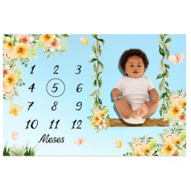 Imagem de Lençol Cenário Para Foto Bebê Painel Mêsversário Balançinho