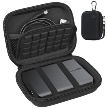 Imagem de Lacdo Estojo de transporte para disco rígido Toshiba Canvio Basics/Canvio Flex/Advance/Gaming Disco rígido externo portátil 1 TB 2 TB 3 TB 4 TB HDD de 2,5 polegadas, À prova de choque, Preto+Preto