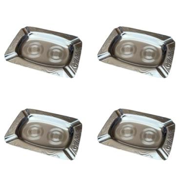 Imagem de Cinzeiro Retangular Inox Cigarro Bar Restaurante Casa Kit 4