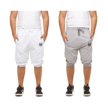 Imagem de Kit 02 Bermudas de Moletom Wooks Masculina Fitness Saruel Skinny WB2-Masculino