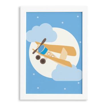 Imagem de Quadro Infantil para Quarto de Bebê Avião e Lua 33x43 - Quartinhos