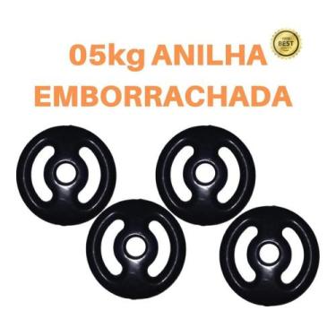 Imagem de Kit 4X Anilhas De 5Kg Emborrachada Super Premium Preta - Anilhas&Cia