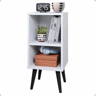 Imagem de Mesa de Cabeceira Com Nicho Pés Palito Retrô Quarto Cama Charme - Move