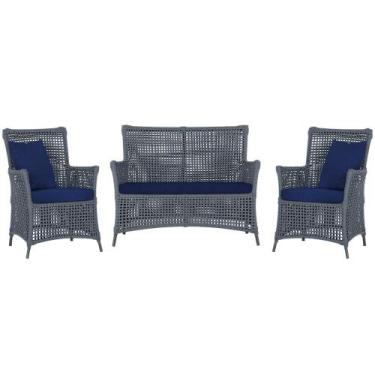 Imagem de Jogo Sofá e 2 Poltronas de Área Igapó Alumínio Pintura Preta Corda Náu