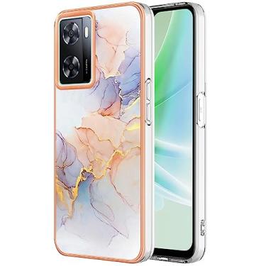 Imagem de Monwutong Capa de telefone de ajuste fino para Oppo A57 4G, capa fina para OnePlus Nord N300, capa moderna com padrão de mármore IMD brilhante para meninas para OnePlus Nord N300/OPPO A57, mármore