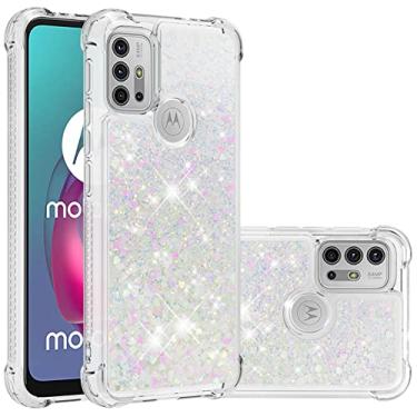 Imagem de Monwutong Capa de telefone de ajuste fino para Motorola G30, capa para Moto G10, capa de TPU macio de silicone com efeito areia movediça líquido com glitter com lente de câmera e proteção de tela para
