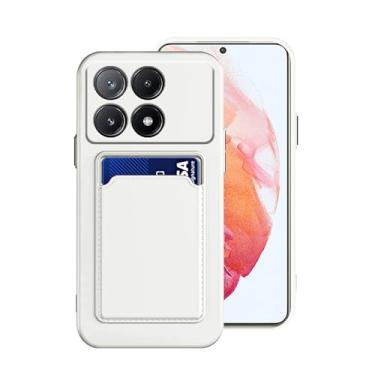 Imagem de Wousunly Capa de silicone compatível com Poco X6 Pro com suporte de cartão preto, para Xiaomi Poco X6 Pro, capa protetora fina de silicone líquido à prova de choque (branca)
