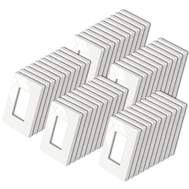 Imagem de [Pacote com 50] BESTTEN placa de parede sem parafusos, série USWP4 branca, capa de tomada decorativa, 11,75 cm x 2,231 cm, para interruptor de luz, regulador, USB, GFCI, receptáculo, certificação UL