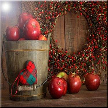 Imagem de Rikki Knight Azulejo de arte de cerâmica com design de maçãs de outono em madeira, 30,48 cm x 30,48 cm