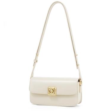 Imagem de LA FESTIN Bolsas de couro para mulheres - Bolsa de ombro com alça ajustável - Bolsas de designer para mulheres - Bolsas femininas, Marfim, Medium