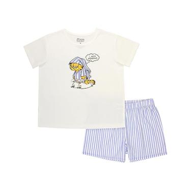 Imagem de Garfield Conjunto de pijama infantil unissex de 2 peças reciclado, Shorts Grumpy Garfield, 6