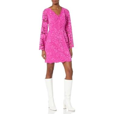 Imagem de Trina Turk Vestido feminino de renda com manga de sino, Fumiko Fúcsia, 38