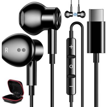 Imagem de COOYA Fones de ouvido USB C e fones de ouvido intra-auriculares com microfone, fones de ouvido magnéticos USB C para Samsung Galaxy S22 Ultra S21 S20 FE A53 Note 20 10+ iPad Pro Air 4 DAC Tipo C fone de ouvido para OnePlus 9 10 Pixel 6 7