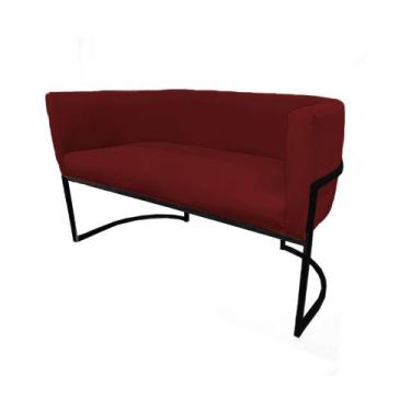 Imagem de Namoradeira Luana Base Metálica Preta Suede Bordo - Vallisa Decor
