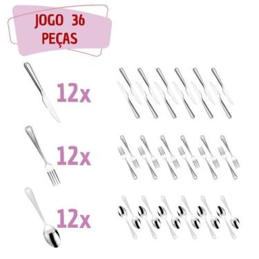 Imagem de Kit Faqueiro Aço Inox 36 Peças Restaurante / Bar / Casa - Em casa tem,