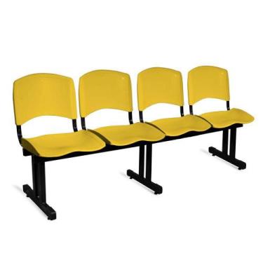 Imagem de Longarina Plástica 4 Lugares A/E Amarelo Lara - Shop Cadeiras