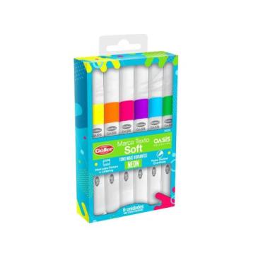 Imagem de Kit Marca Texto Soft Tend Cores Pastéis e Neon Escrita Super Macia Oas