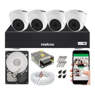 Imagem de Kit Cftv 4 Câmeras Segurança Dome Ir Dvr Mhdx 1104 Intelbras