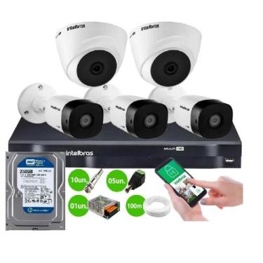 Imagem de Kit 5 Câmeras de Segurança Intelbras Completo Dvr 8 ch + 5 Câmeras VHC