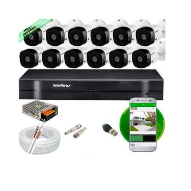 Imagem de Kit 12 Cameras Vhc Intelbras + Dvr Mhdx 1216 + acessórios S/HD
