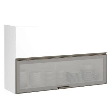 Imagem de Armário Basculante Misto Perola 120 Cm 1 Porta Fechada 1 Porta Alumínio Com Vidro Refle...