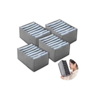 Imagem de Kit C/4 Organizadores de Roupas Premium C/7 Divisórias Colméia - Lingerie, Cueca, Calcinha, Sutiã - Compartimentos Respiráveis, Dobrável, Lavável - Ideal para Guarda-Roupas, Closet, Gavetas