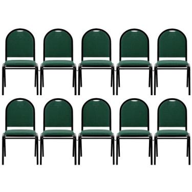 Imagem de Kit 10 Cadeiras Hoteleiras Auditório Empilhável Linho M23 Verde - Mpoz