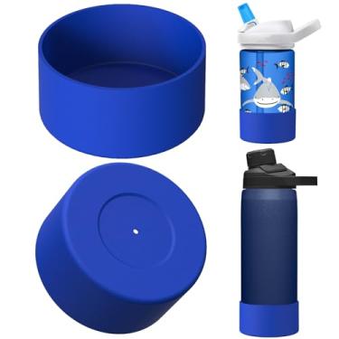 Imagem de Linkidea Pacote com 2 botas de garrafa de água compatíveis com CamelBak Eddy+590 g/740 ml, Chute Mag 567 g/708 g, tampa de transporte, protetor de silicone antiderrapante inferior para garrafa (azul