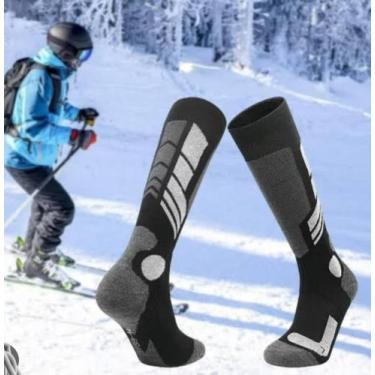 Imagem de 2 Pares meia térmica grossa N 36 a 44 cano longo meias snowboard lã ne