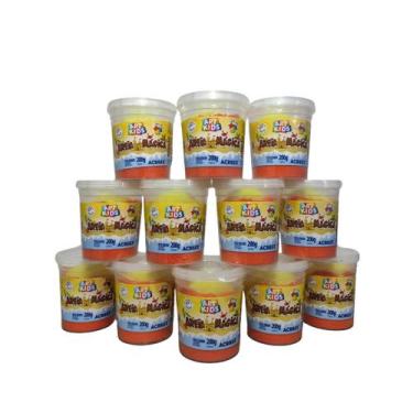 Imagem de Kit 12 Potes Areia Magica Cor Laranja 200g Acrilex Art Kids