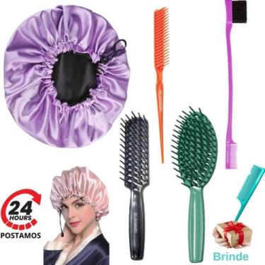 Imagem de Escova Cabelo Raquete Vazada, Pente 3 fileiras fitagem, Escovinha Baby