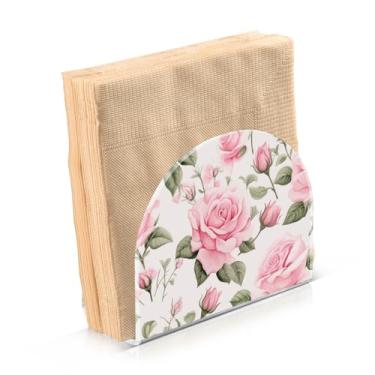 Imagem de Porta-guardanapos rosa chique rosa, porta-guardanapos de acrílico para mesa dispensador de guardanapos de coquetel suporte de papel para cozinha jantar restaurante casa bar