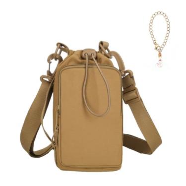 Imagem de Suporte para garrafa de água com bolso para celular para 100 g, suporte de garrafa de água com alça de ombro ajustável e pingente, manga para garrafa de água para caminhada, acampamento, academia