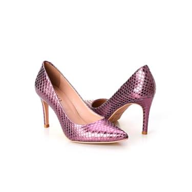 Imagem de Sapato Feminino Scarpin em Couro Bico Fino Salto Alto Casua (Vinho, BR, Adulto, Numérico, 37)