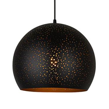 Imagem de Candeeiro de lustre de restaurante escandinavo. Candeeiro suspenso preto oco personalizado. Candeeiro de bola multifacetado Luxury - candeeiro suspenso. Compatível com bar, ilha de cozinha, farol de