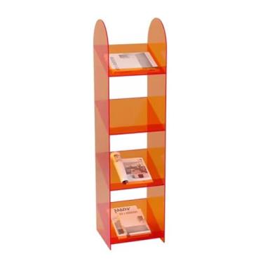 Imagem de ZDJZMGZ Porta-revistas Rack de armazenamento de chão acrílico criativo simples livros e brochura suporte de exibição de jornais de chão rack organizador de livros (Oran