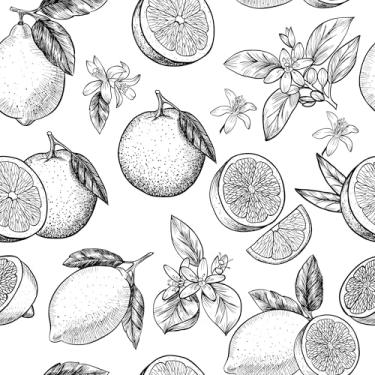 Imagem de Papel De Parede 10m Adesivo Lavável Fruta Branco E Preto