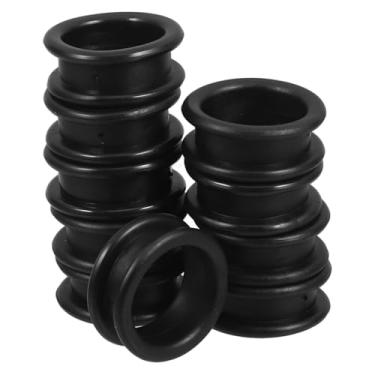 Imagem de TOVINANNA 10 anéis de dedo de tesoura de silicone, protetores de dedo antiderrapantes para corte de cabelo, cuidado, barbeiro e tesouras de animais de estimação, preto, 2.50X2.50X1.00CM, Silicone, Sem