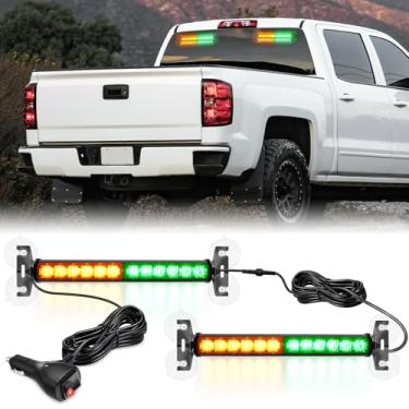Imagem de Nilight 24LED Luzes estroboscópicas 2 em 1 verde âmbar aviso de emergência perigo de segurança painel frontal/traseiro pára-brisa luz piscante para carros, caminhões, polícia, bombeiro, arado