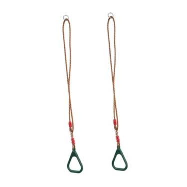 Imagem de menolana Argolas de ginástica para crianças, equipamentos de treinamento de força para exercícios em casa, argolas de ginástica para o quintal para crianças, Verde Escuro