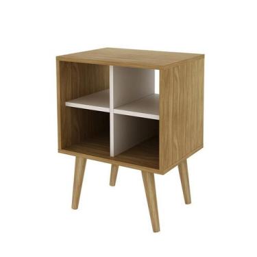 Imagem de Mesa Canto 4 Nichos 45x59,5x33 cm Natural/Off White - Tecnomobili