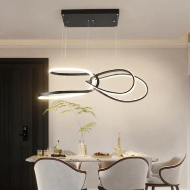 Imagem de LOFAHS Luminária Pendente De Led Para Ilha Cozinha - Regulável Por Aplicativo Remoto E Inteligente, Ajustável, Suspensa, Teto Interna Premium (Preta)