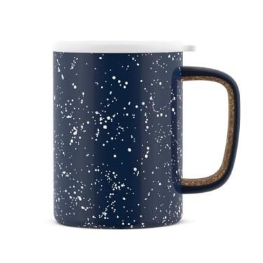 Imagem de Ello Caneca de viagem Campy de aço inoxidável de 325 ml com alça e tampa deslizante à prova de vazamento, reutilizável, isolada a vácuo, perfeita para café ou chá, casa, presente, viagem, escritório,