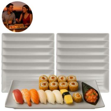Imagem de 12 Travessas Para Servir 35cm Melamina Estilo Granilite - Lyor