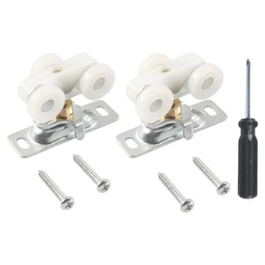 Imagem de BLWOTMOR Conjunto de Rolos para Porta Deslizante de Correr, Kit de Ferragens Premium Profissional de 3/4 Polegadas, Parafusos de Montagem para Portas de Armári, com Chave de Fenda, Tamanho real