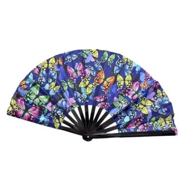 Imagem de Wzmzjy Ventilador Dobrável, Leque de Mão, para Clube, Homens E Mulheres, Casamento, Performance, Boate, Borboleta, Tamanho real