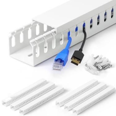 Imagem de Raceway profissional de gerenciamento de cabos de rack de servidor de 251,5 cm (15 x C16,12 cm), pista de pista de cabos de 1,10 cm x L 1,15 cm, pista de cabos com ranhura aberta de PVC eletricamente
