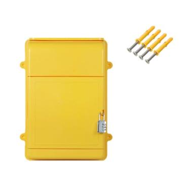Imagem de BLWOTMOR Caixa de Correio Suspensa Na Parede com Fechadura de Código, Caixa de Correio Multiuso de 34,5 X 26 X 10 Cm para Hotéis E Empresas, Amarelo, Tamanho real