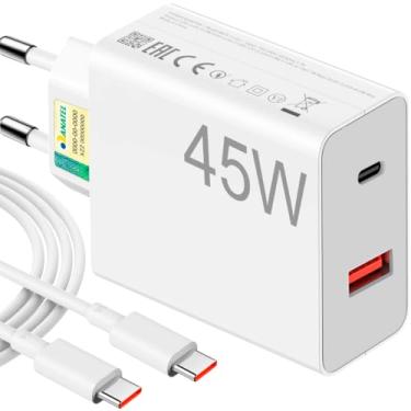 Imagem de Carregador Turbo 45W Ultra Rápido Tipo C e USB Com Carregamento Rápido + Cabo Tipo C Compatível Com Todos Os Dispositivos, Android, Ios 15/16, Xiaomi - Todos Dispositivos Celulares